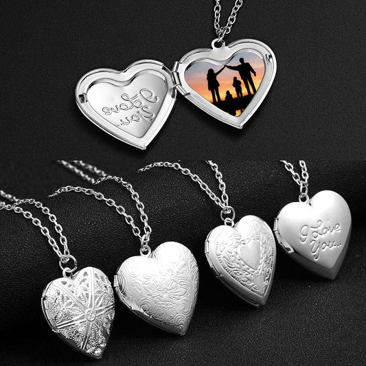 Carved Heart Pendant Necklace – Openable Locket for Photos, Perfect Gift for Girlfriend or Bestie