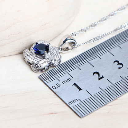 Birthstone Jewelry Set – 5-Piece 925 Sterling Silver Necklace, Earrings, Ring, Bracelet & Pendant