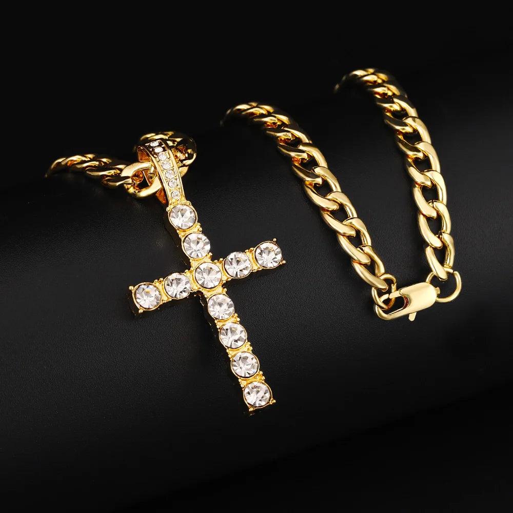 rendy Hip Hop Jewelry Set – 16mm Cuban Link Necklace, Bracelet & Watch for Men/Women