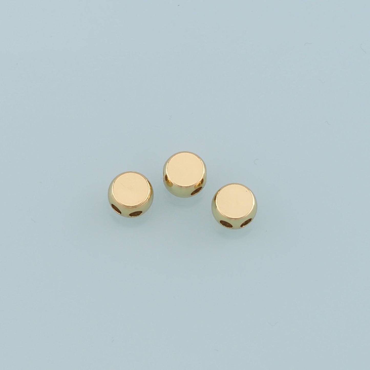 18K Gold Filled Round Beads Charms – Flat Spacer Beads for DIY Jewelry Making | Bracelet & Necklace Supplies