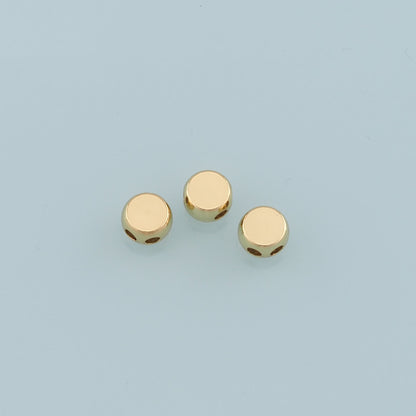 18K Gold Filled Round Beads Charms – Flat Spacer Beads for DIY Jewelry Making | Bracelet & Necklace Supplies