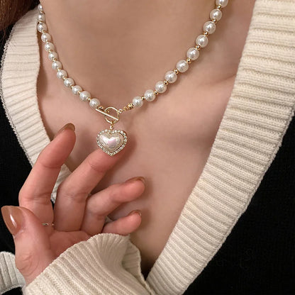 Statement Imitation Pearl Necklace – Long Chain with Big Pendant for Women | Fashion Jewelry Gift