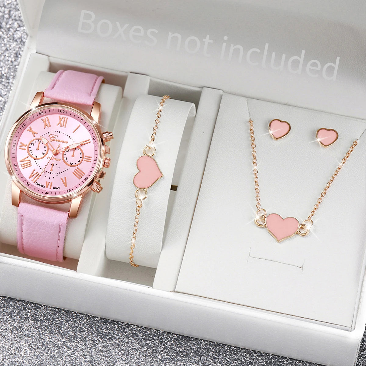 6PCS Women's Watch and Jewelry Set | Elegant Watch, Necklace, Bracelet, Earrings & Ring Gift Set
