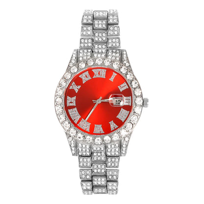 rendy Hip Hop Jewelry Set – 16mm Cuban Link Necklace, Bracelet & Watch for Men/Women