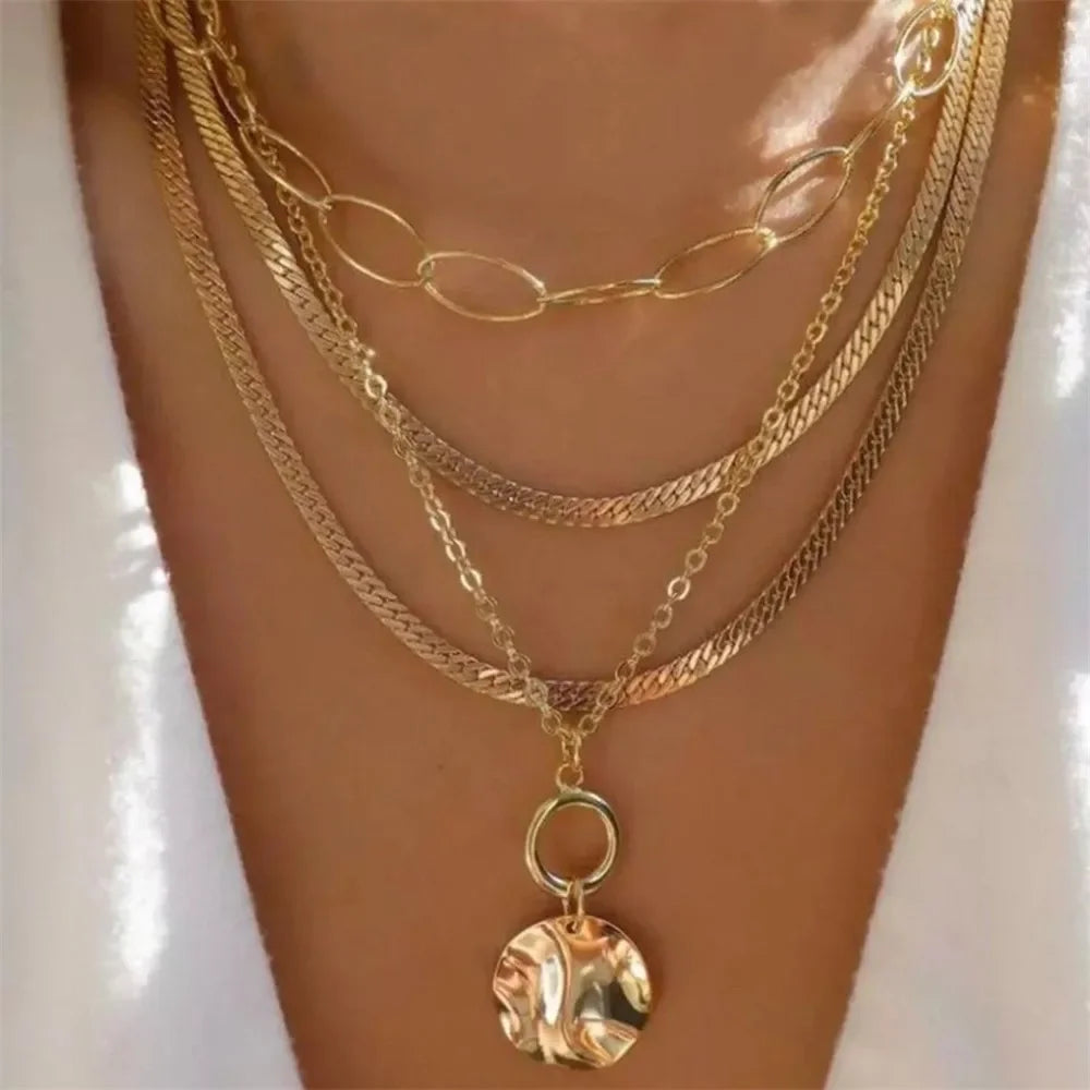 Vintage Multilevel Geometric Necklace