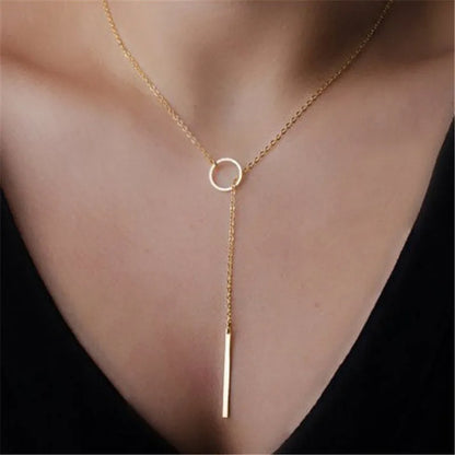Chic & Stylish Three Layer Golden Metal Necklace with Three Pendants