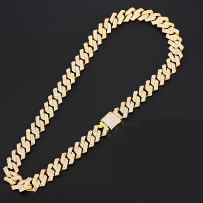 rendy Hip Hop Jewelry Set – 16mm Cuban Link Necklace, Bracelet & Watch for Men/Women