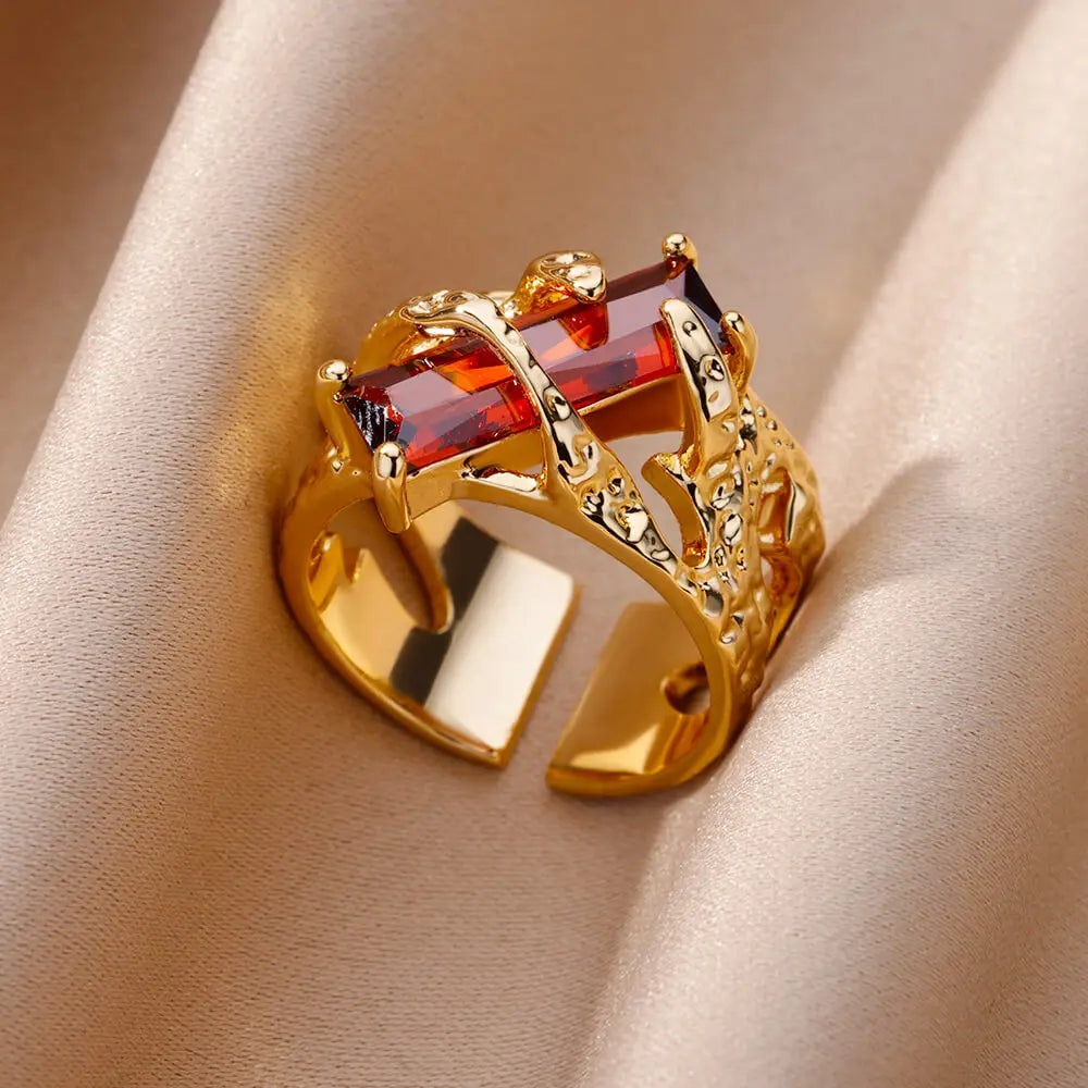 Evil Eye Rings for Women – Gold Color Stainless Steel Rings |Trend Luxury Wedding & Couple Jewelry