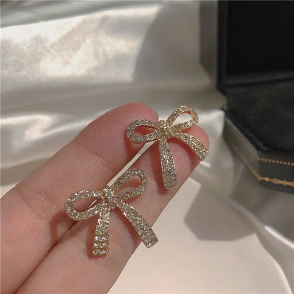 Golden Crystal Stud Earrings – Shiny Luxury Gold-Tone Sparkling Earrings for Women