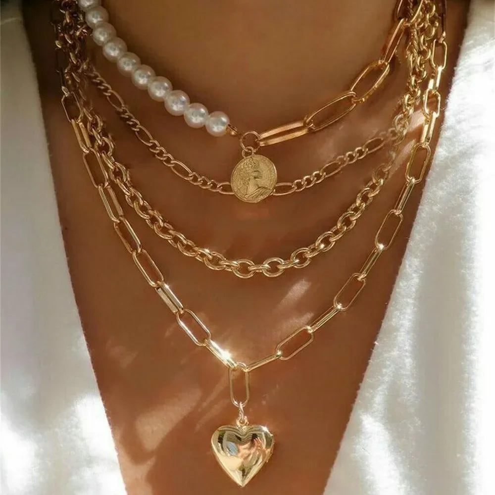 Vintage Multilevel Geometric Necklace