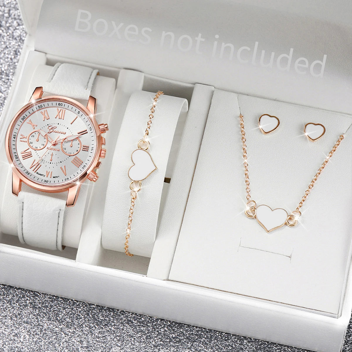 6PCS Women's Watch and Jewelry Set | Elegant Watch, Necklace, Bracelet, Earrings & Ring Gift Set