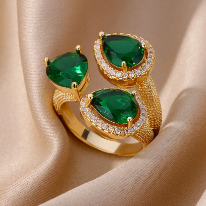Evil Eye Rings for Women – Gold Color Stainless Steel Rings |Trend Luxury Wedding & Couple Jewelry