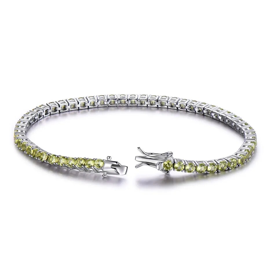 925 Sterling Silver Peridot Tennis Bracelet for Women – Elegant Birthstone Jewelry Gift