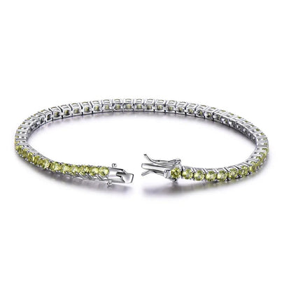 925 Sterling Silver Peridot Tennis Bracelet for Women – Elegant Birthstone Jewelry Gift