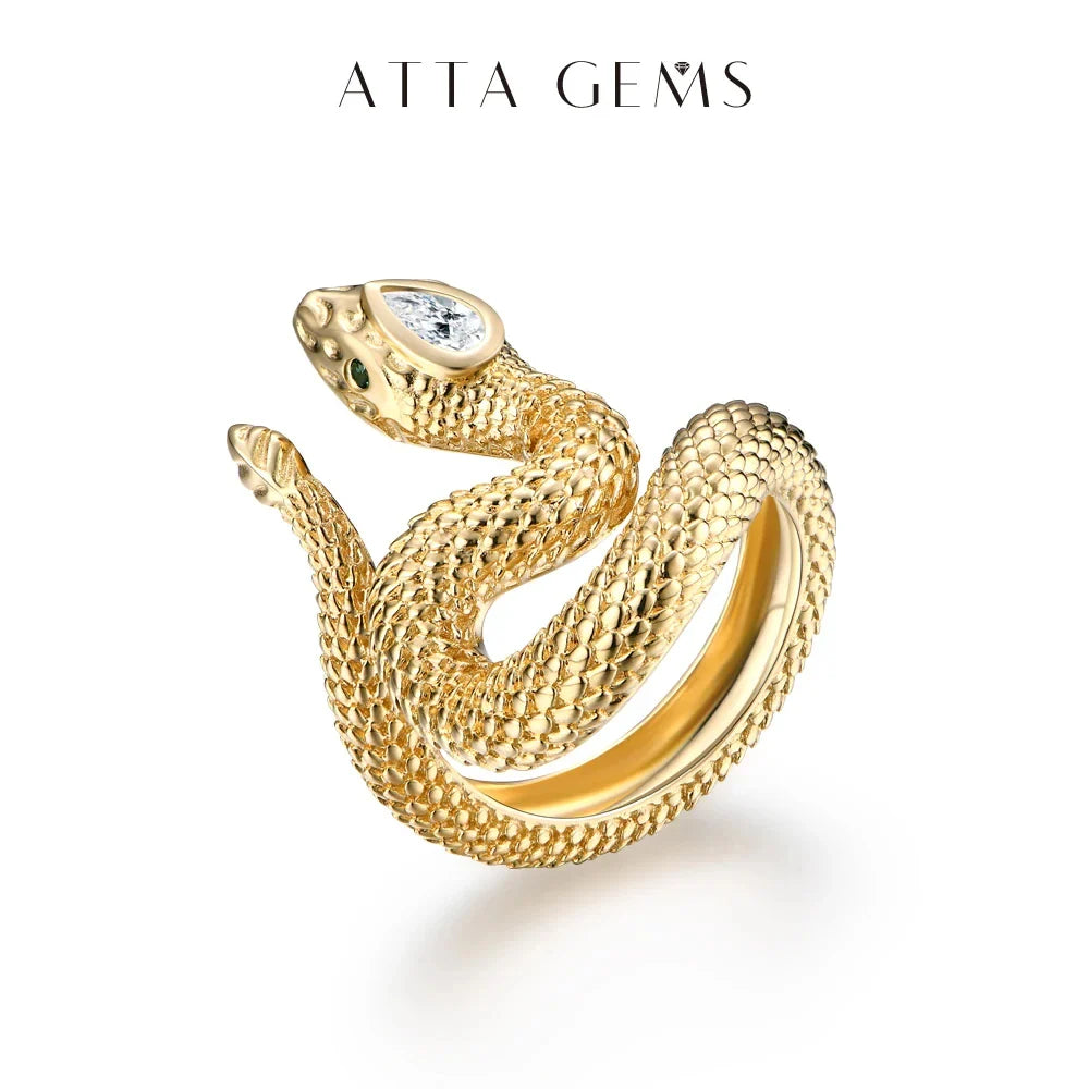 Exquisite 925 Sterling Silver & 14K Gold Snake Ring – Perfect Gift Jewelry