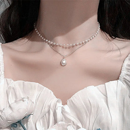 Chic & Stylish Three Layer Golden Metal Necklace with Three Pendants
