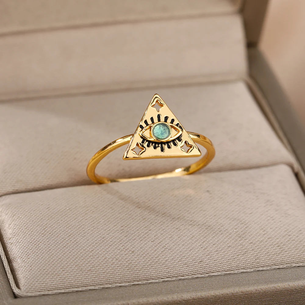 Evil Eye Rings for Women – Gold Color Stainless Steel Rings |Trend Luxury Wedding & Couple Jewelry