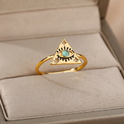 Evil Eye Rings for Women – Gold Color Stainless Steel Rings |Trend Luxury Wedding & Couple Jewelry