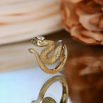 Exquisite 925 Sterling Silver & 14K Gold Snake Ring – Perfect Gift Jewelry