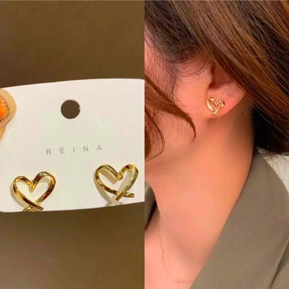 Golden Crystal Stud Earrings – Shiny Luxury Gold-Tone Sparkling Earrings for Women