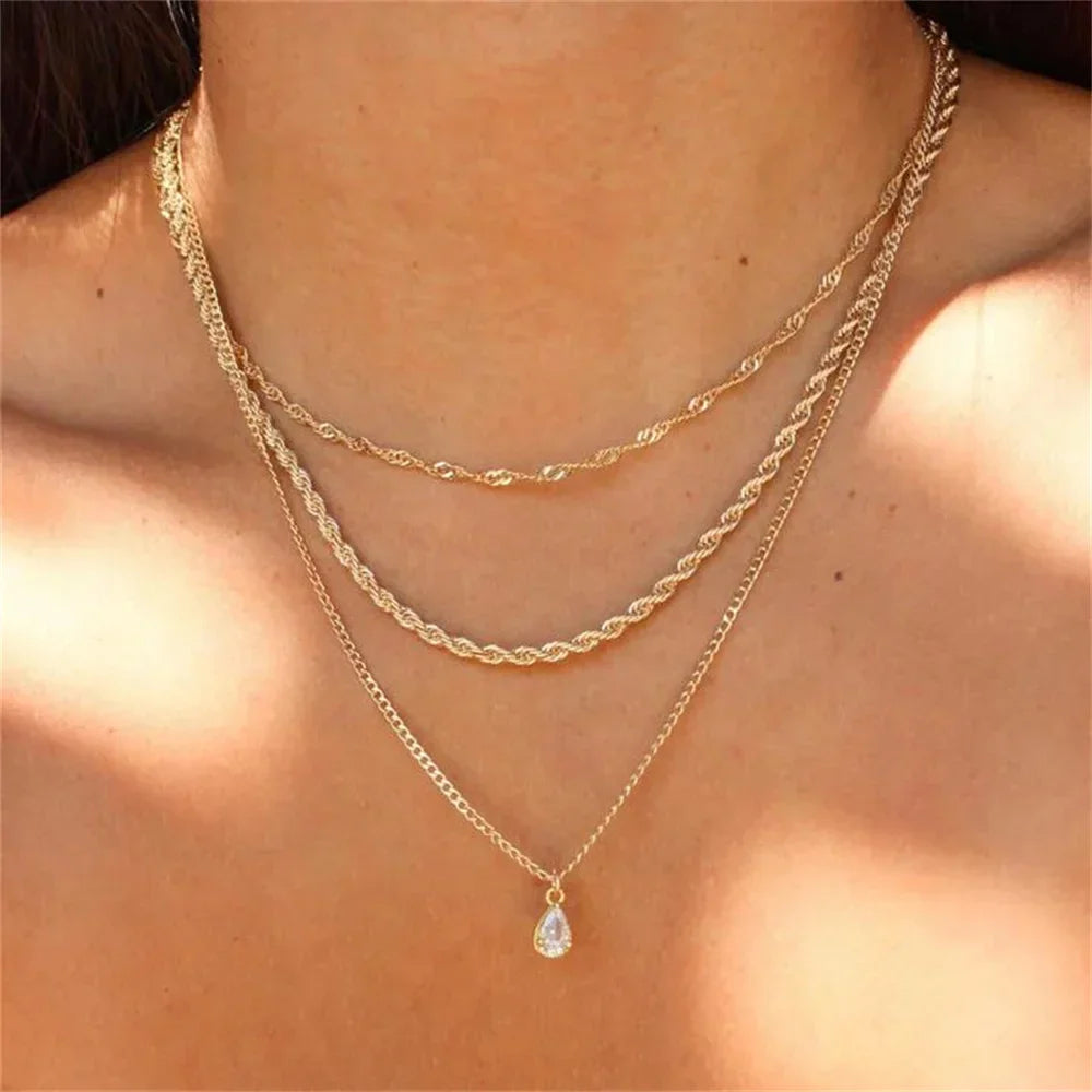 Vintage Multilevel Geometric Necklace