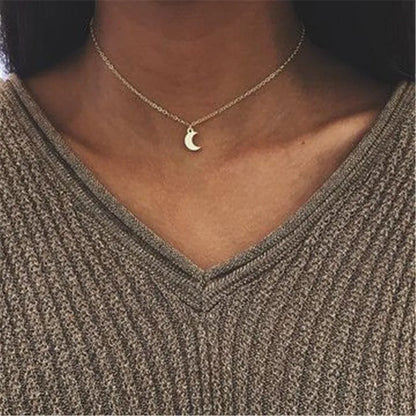 Chic & Stylish Three Layer Golden Metal Necklace with Three Pendants