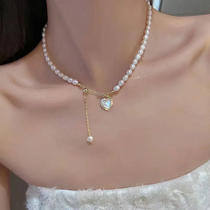 Statement Imitation Pearl Necklace – Long Chain with Big Pendant for Women | Fashion Jewelry Gift