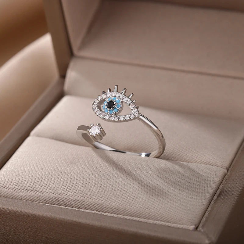 Evil Eye Rings for Women – Gold Color Stainless Steel Rings |Trend Luxury Wedding & Couple Jewelry