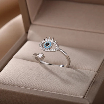 Evil Eye Rings for Women – Gold Color Stainless Steel Rings |Trend Luxury Wedding & Couple Jewelry