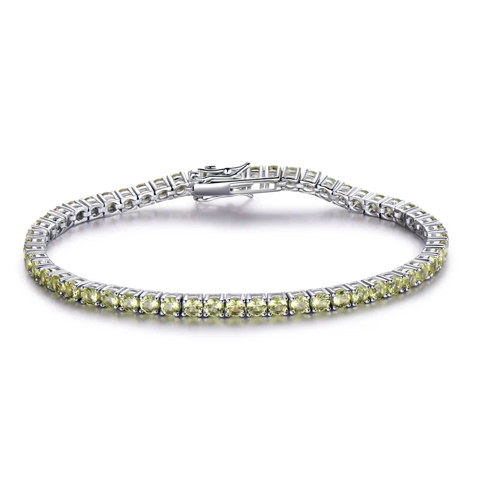 925 Sterling Silver Peridot Tennis Bracelet for Women – Elegant Birthstone Jewelry Gift