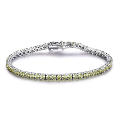 925 Sterling Silver Peridot Tennis Bracelet for Women – Elegant Birthstone Jewelry Gift