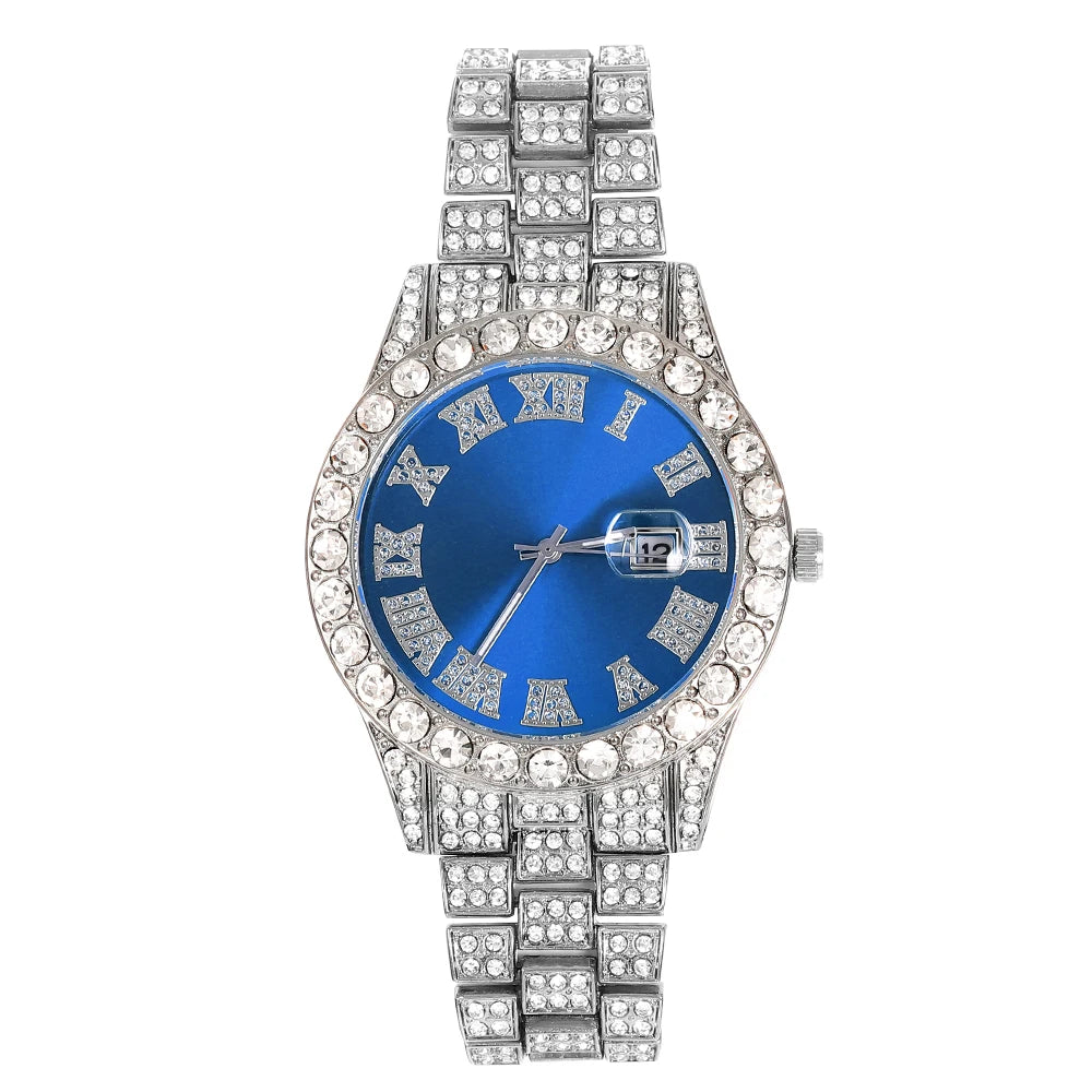 rendy Hip Hop Jewelry Set – 16mm Cuban Link Necklace, Bracelet & Watch for Men/Women