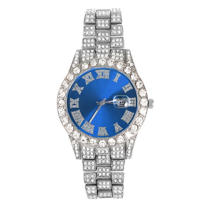 rendy Hip Hop Jewelry Set – 16mm Cuban Link Necklace, Bracelet & Watch for Men/Women