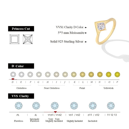 Princess Cut Moissanite Engagement Ring – 0.8 Carat | 925 Sterling Silver