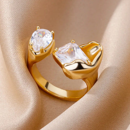 Evil Eye Rings for Women – Gold Color Stainless Steel Rings |Trend Luxury Wedding & Couple Jewelry