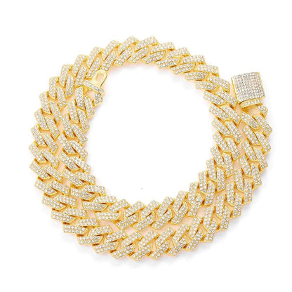 rendy Hip Hop Jewelry Set – 16mm Cuban Link Necklace, Bracelet & Watch for Men/Women