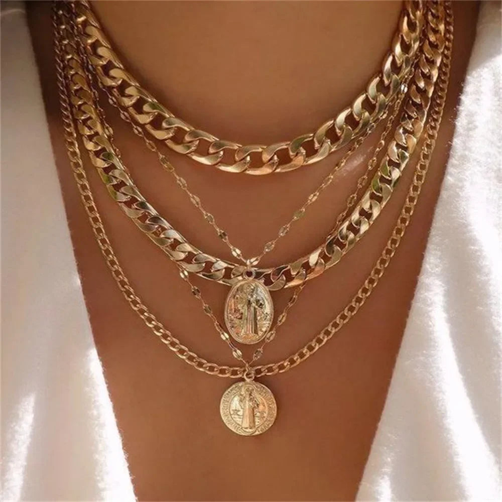 Vintage Multilevel Geometric Necklace