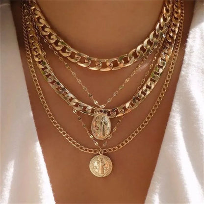 Vintage Multilevel Geometric Necklace