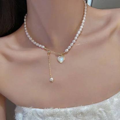Statement Imitation Pearl Necklace – Long Chain with Big Pendant for Women | Fashion Jewelry Gift