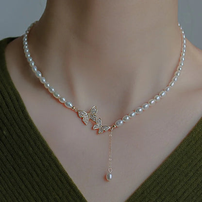 Statement Imitation Pearl Necklace – Long Chain with Big Pendant for Women | Fashion Jewelry Gift