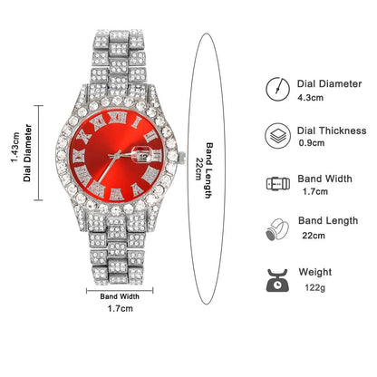 rendy Hip Hop Jewelry Set – 16mm Cuban Link Necklace, Bracelet & Watch for Men/Women