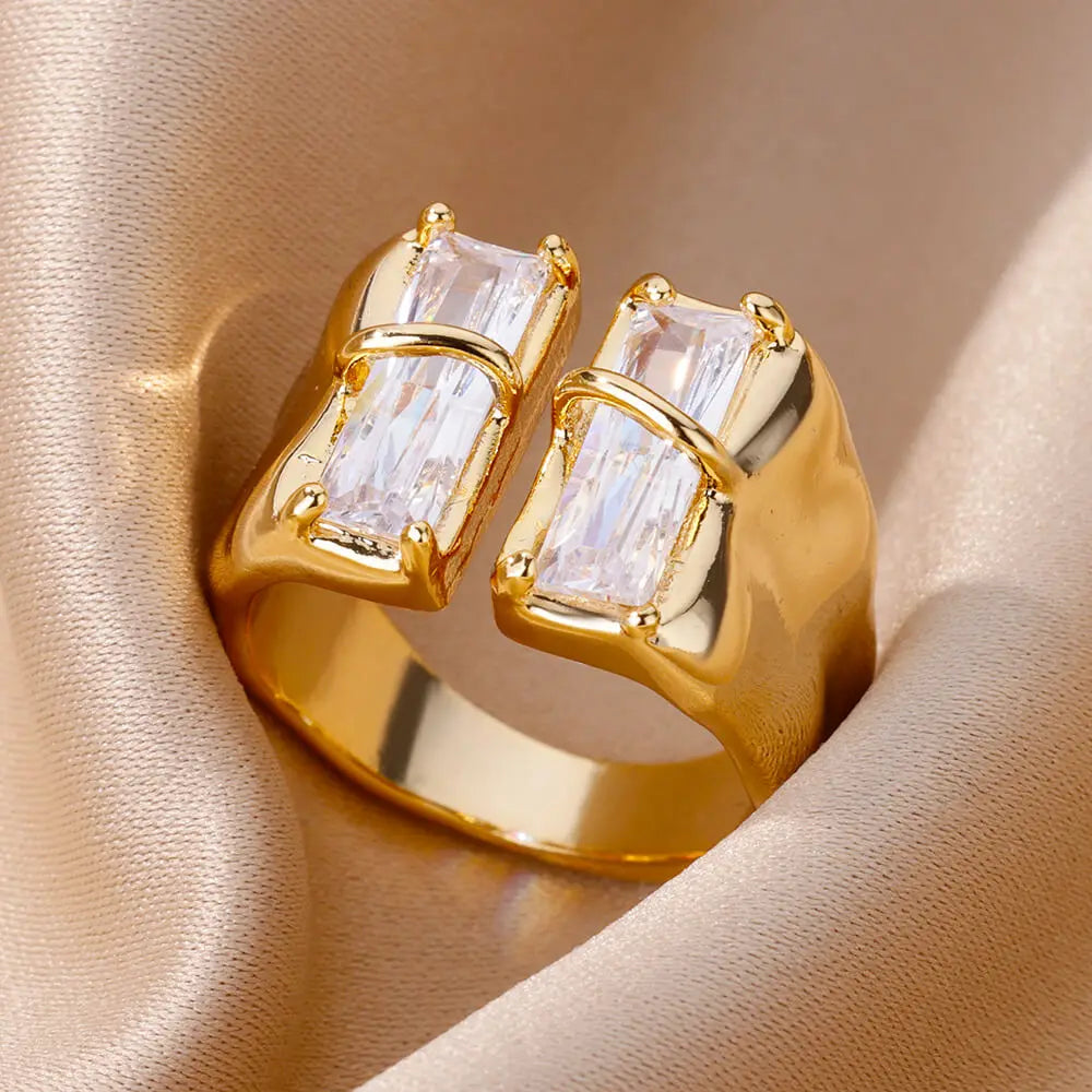 Evil Eye Rings for Women – Gold Color Stainless Steel Rings |Trend Luxury Wedding & Couple Jewelry