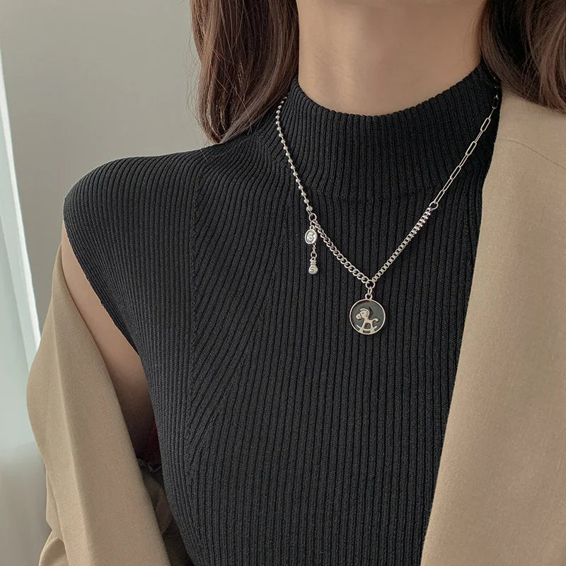 Statement Imitation Pearl Necklace – Long Chain with Big Pendant for Women | Fashion Jewelry Gift