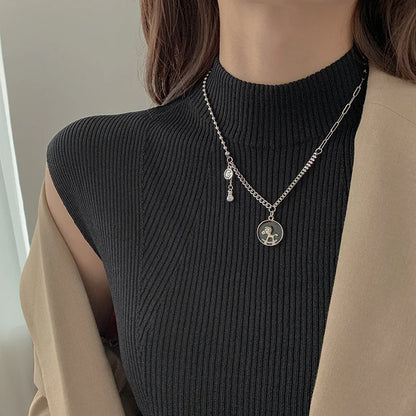 Statement Imitation Pearl Necklace – Long Chain with Big Pendant for Women | Fashion Jewelry Gift
