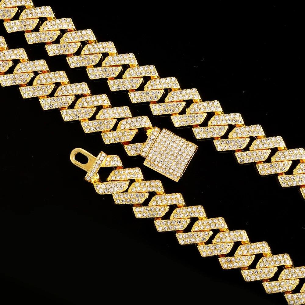 rendy Hip Hop Jewelry Set – 16mm Cuban Link Necklace, Bracelet & Watch for Men/Women