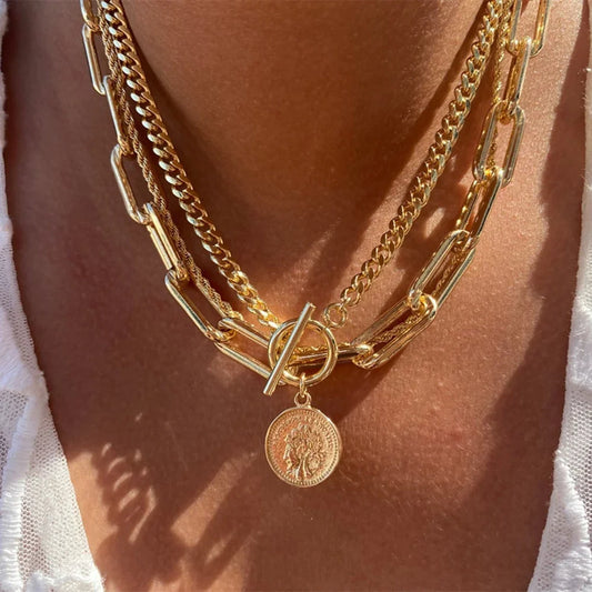 Vintage Multilevel Geometric Necklace