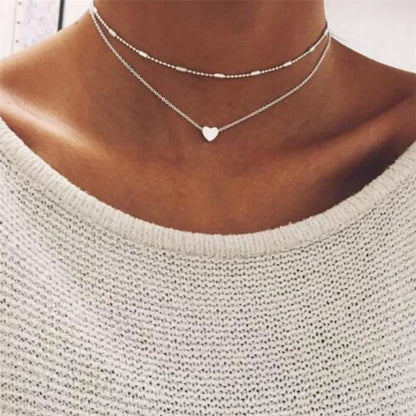 Chic & Stylish Three Layer Golden Metal Necklace with Three Pendants