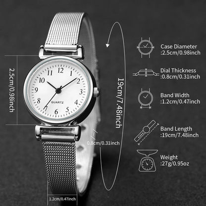 6PCS Women's Watch and Jewelry Set | Elegant Watch, Necklace, Bracelet, Earrings & Ring Gift Set